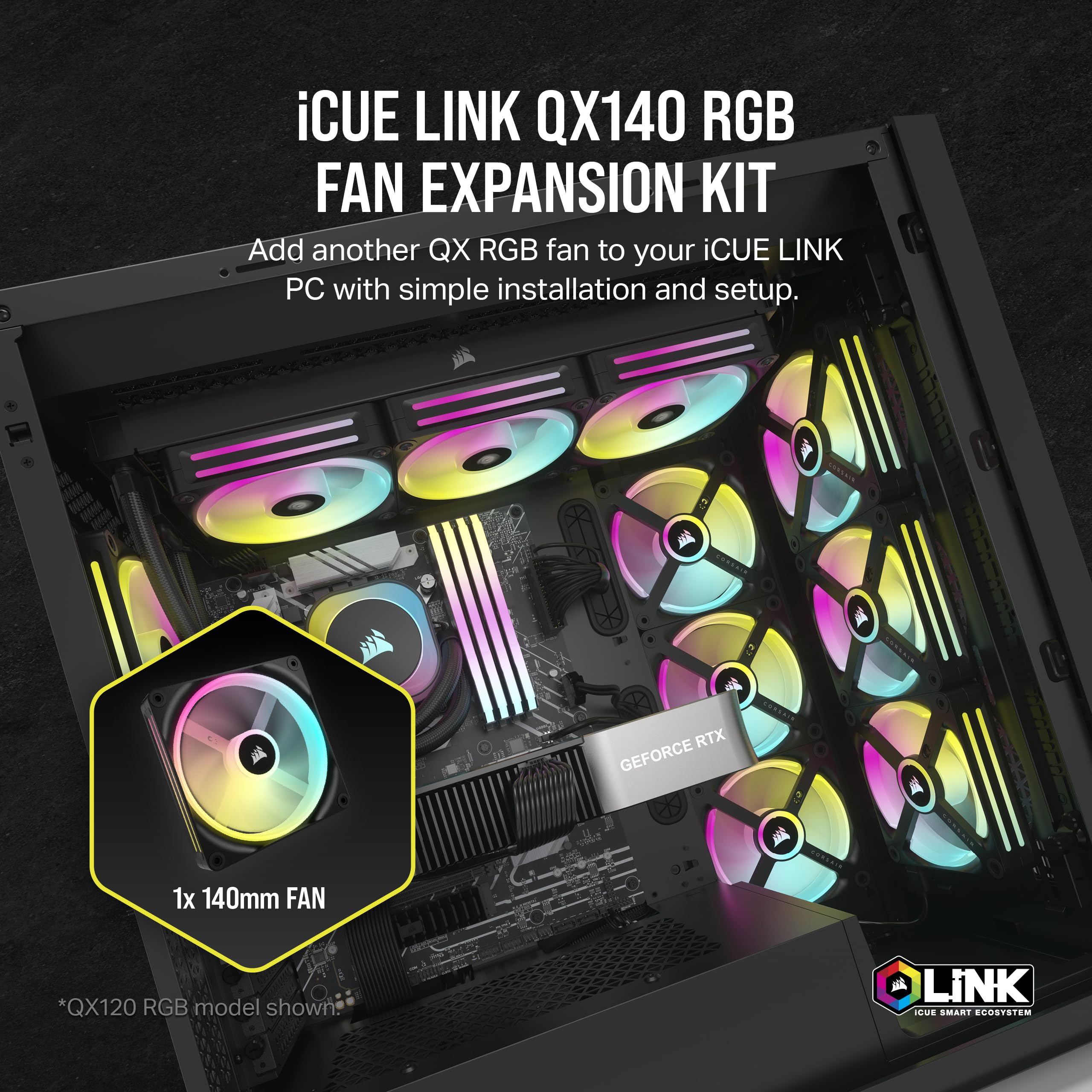 CORSAIR QX140 RGB StarterKit 2個セット CORSAIR Ventilador QX Series QX140 RGB de 140 mm - iCUE Link